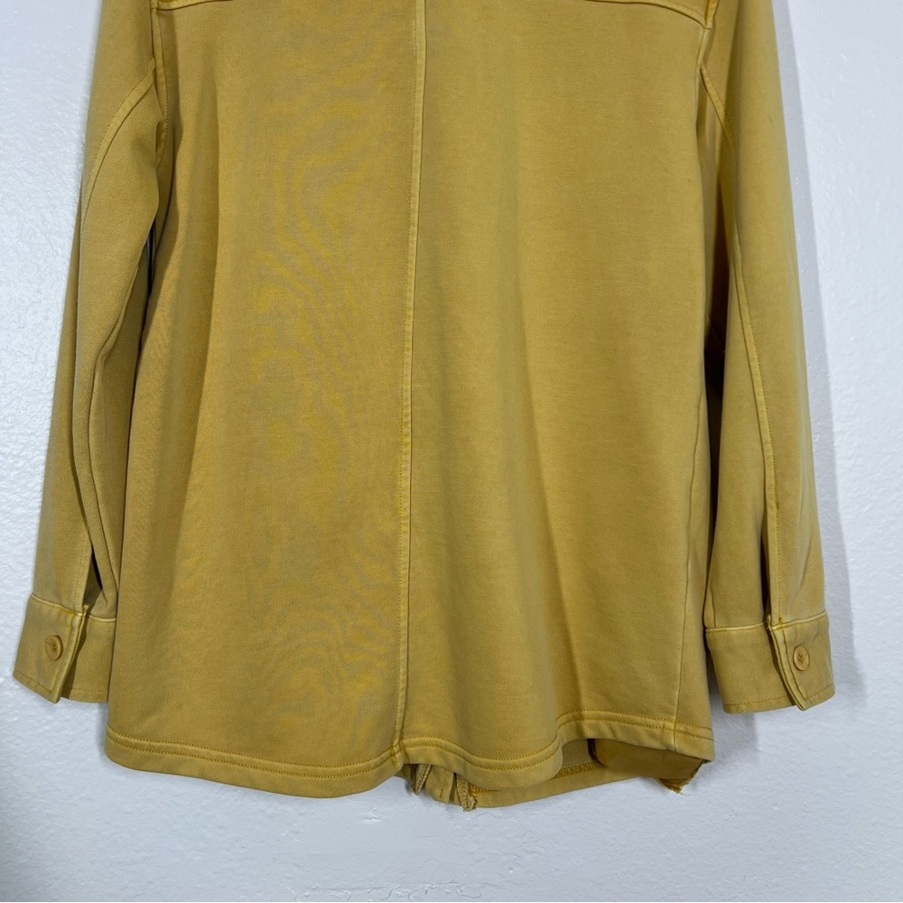 Avec Les Filles Mustard Yellow French Terry Button Down Shirt Jacket Shacket - Picture 8 of 13